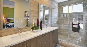 Marble countertops in the master bathroom