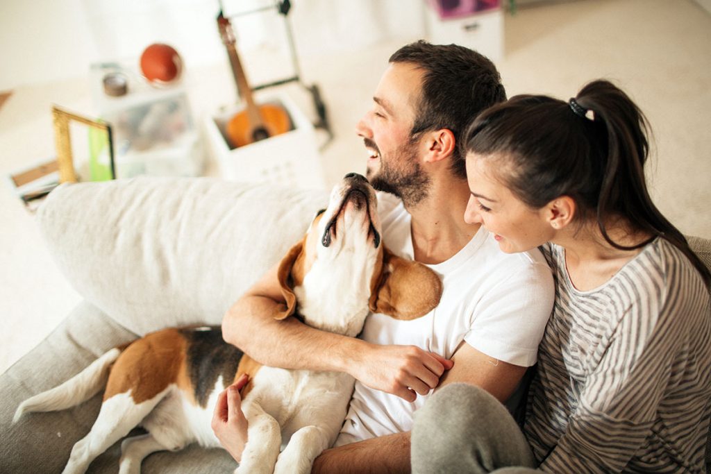 Happy family enjoying in their new apartment during the moving in process