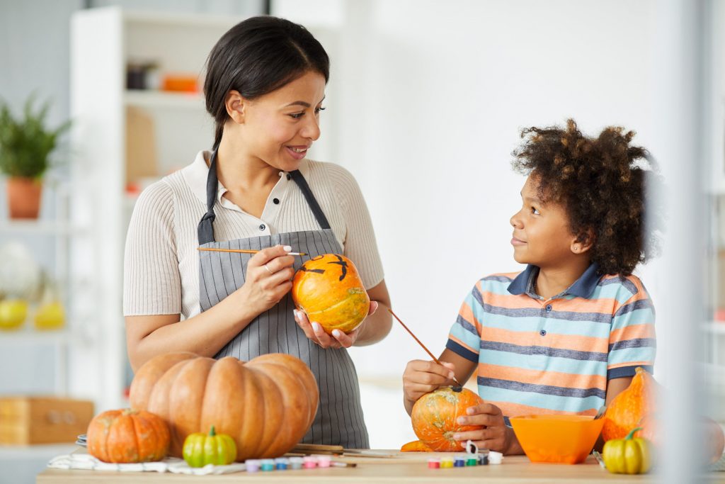 decorating pumpkins for Fall