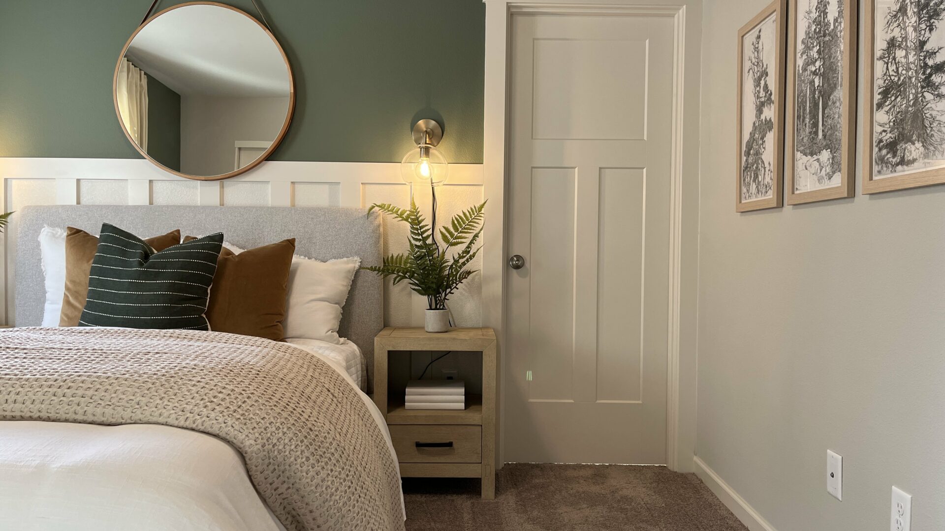 Lennar bedroom decor with green and white walls
