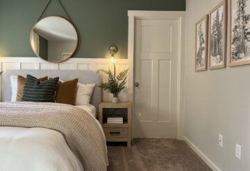 Lennar bedroom decor with green and white walls