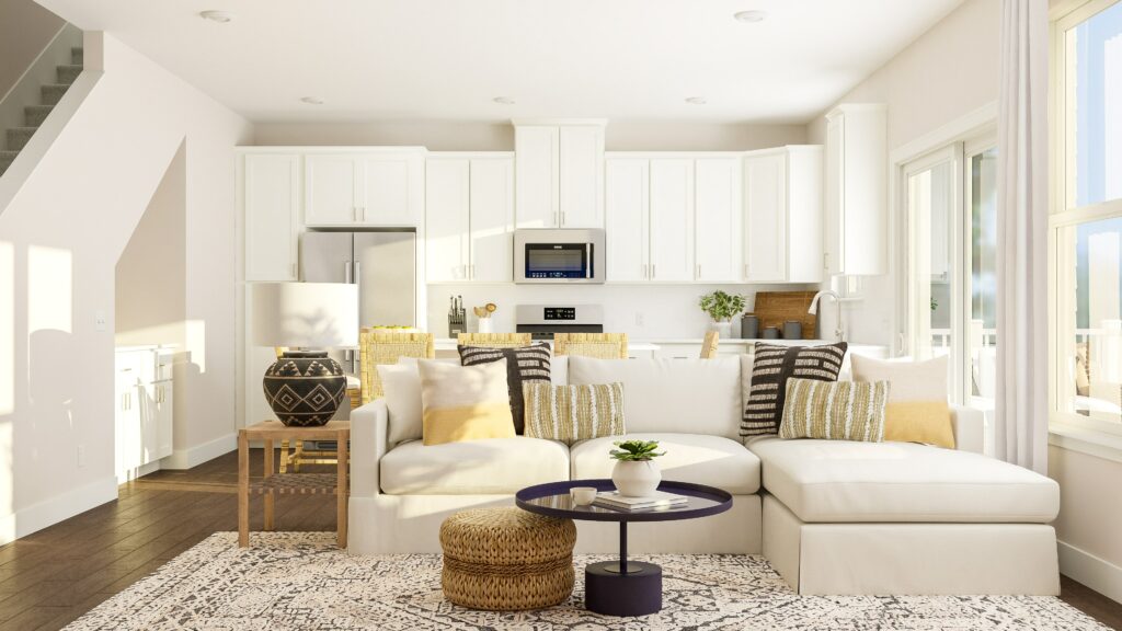 Lennar Philly Metro living room with white sofa