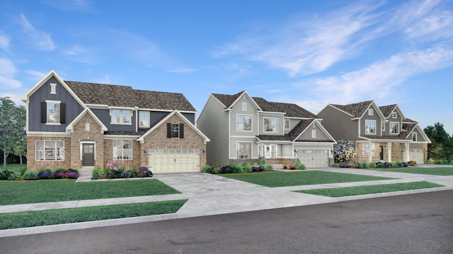 Lennar Summerton in McCordsville streetscape