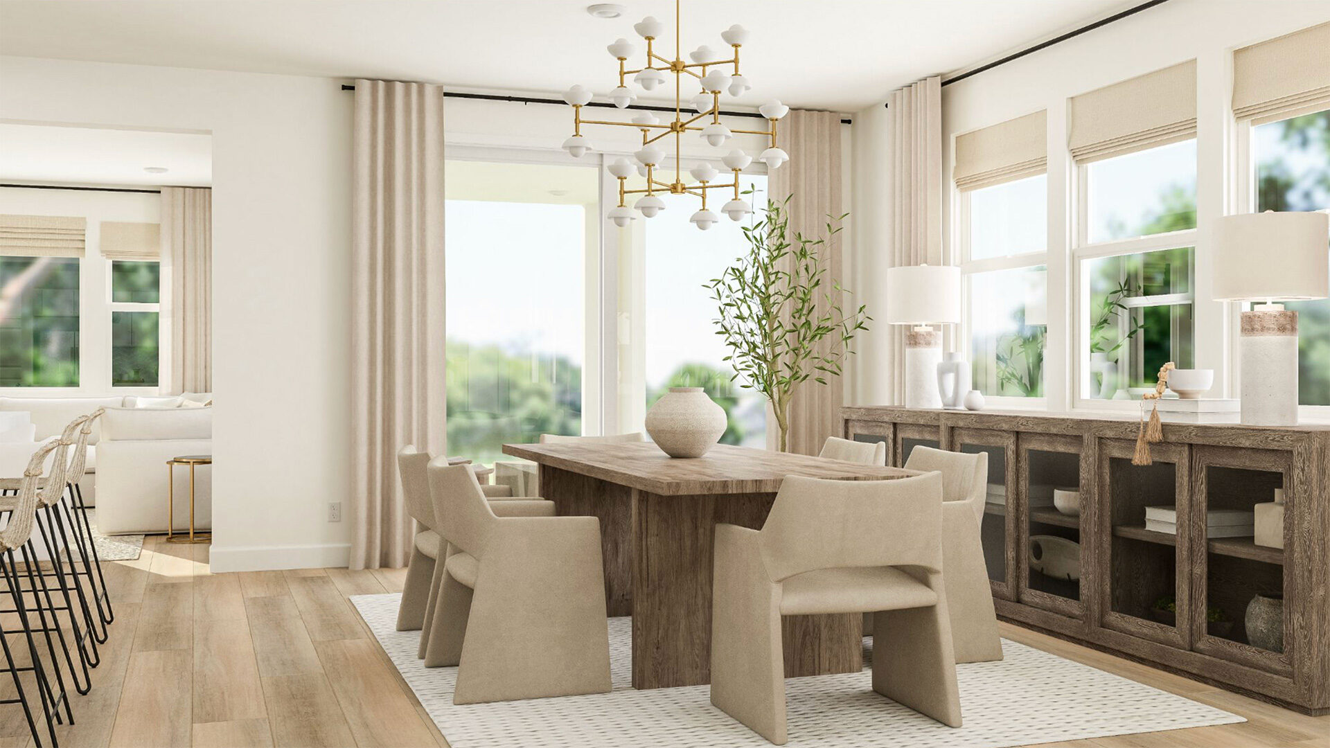 Lennar design scheme monochromatic textural dining room