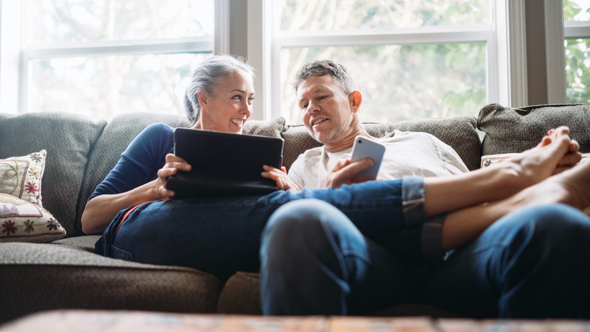 A couple on their computer
