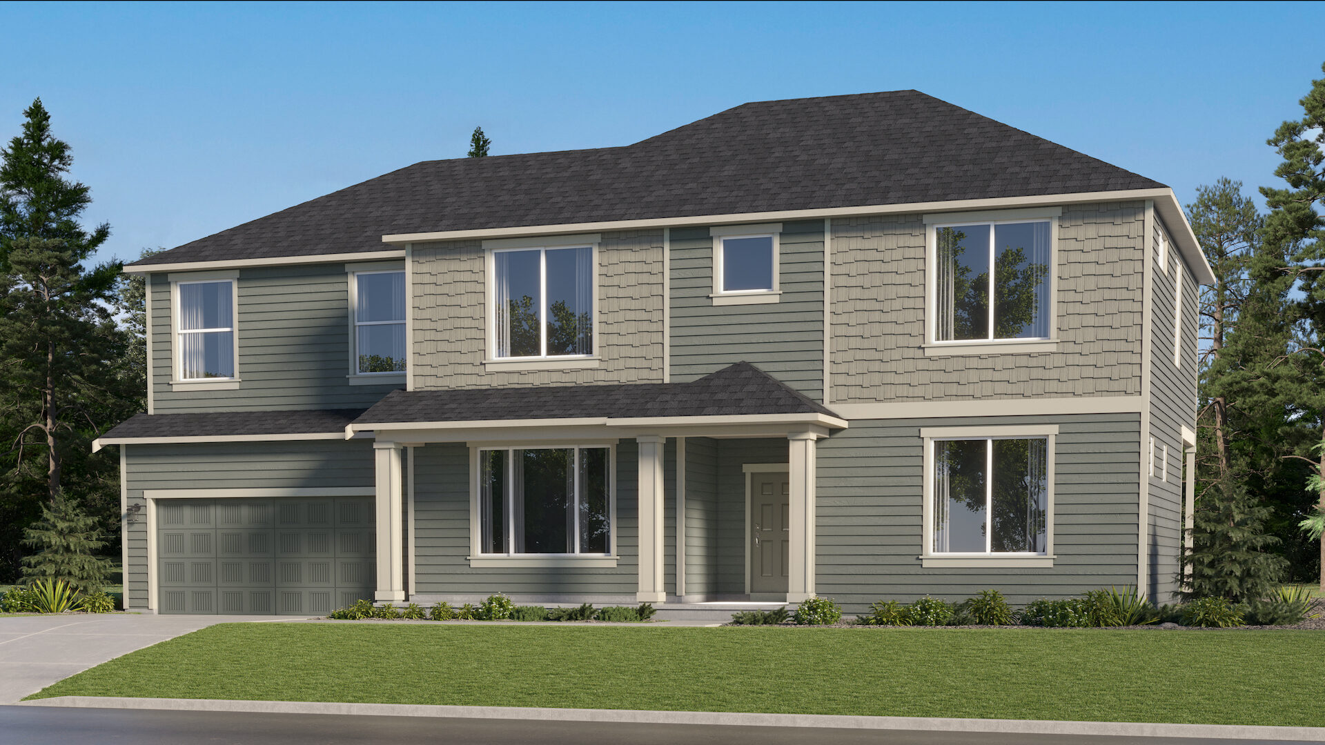 Exterior shot of the Hawthorn floorplan at Meadowlane Greens