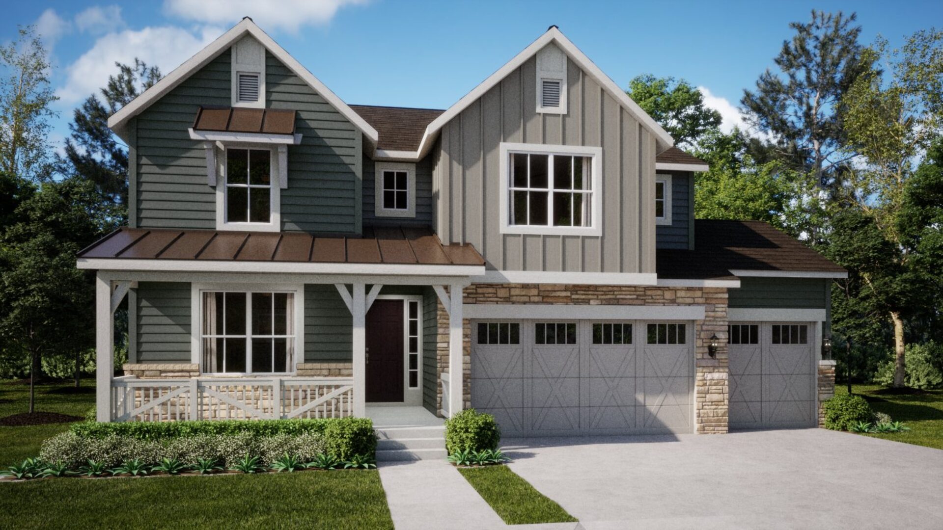 Exterior rendering of the Chelton floorplan available at Brighton Crossings