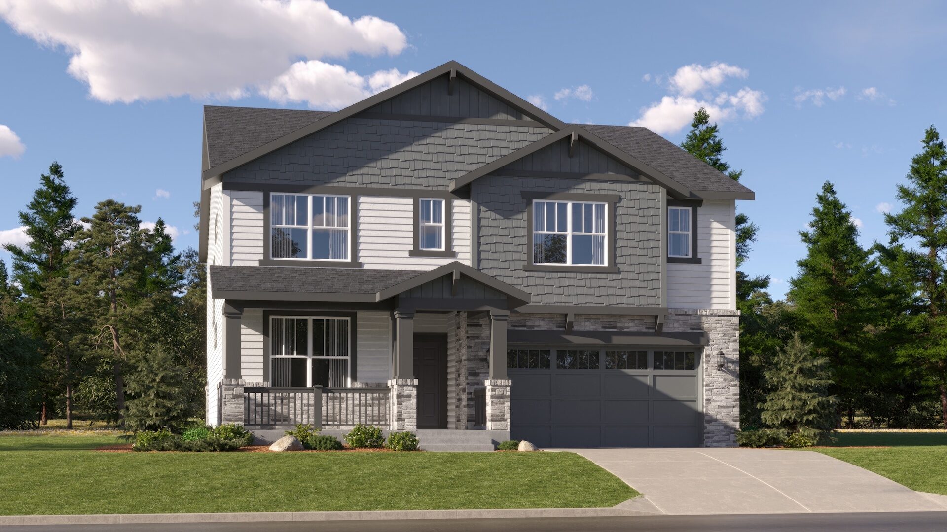 Exterior rendering of the Stonehaven floorplan featured at Ledge Rock