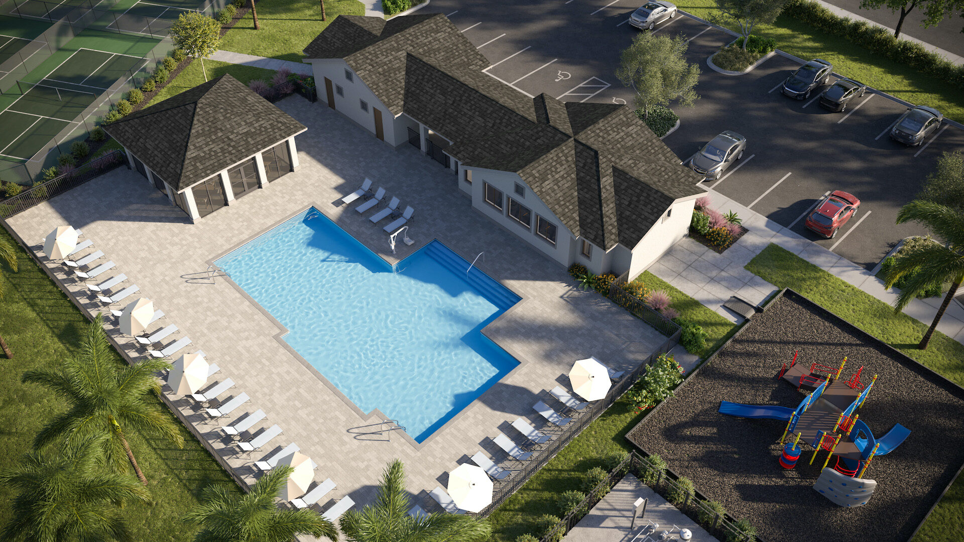 Rendering of the clubhouse coming soon to Island Lakes at Coco Bay