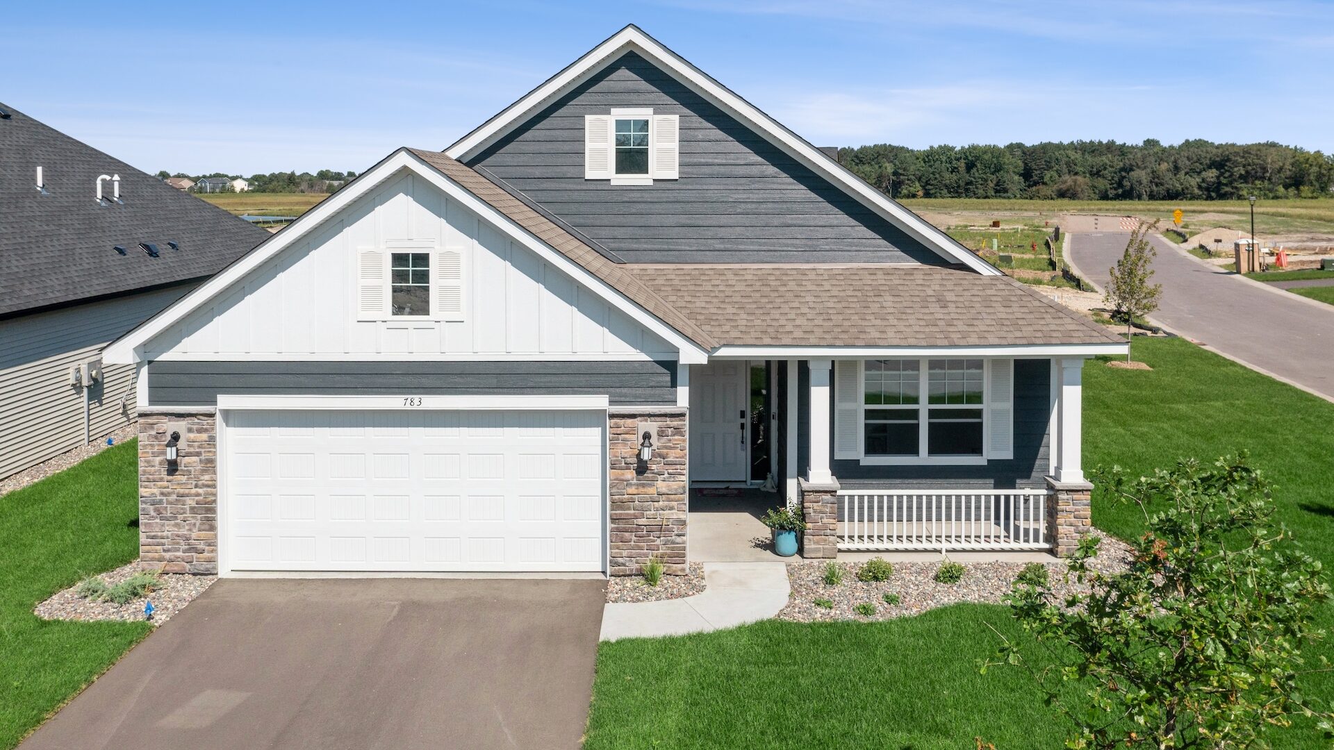 Exterior shot of the Cove floorplan at Fields of Winslow