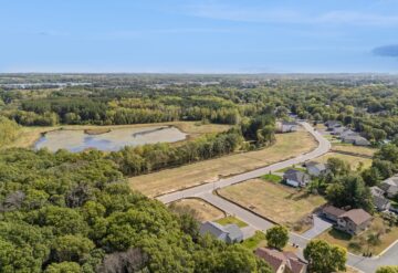 Aerial shot of Huntington land/placement, a new community coming soon