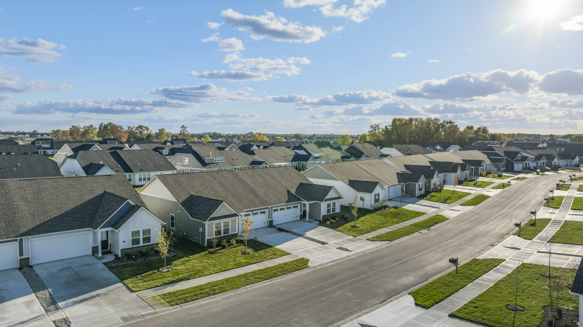 Aerial streetscape of Lancaster