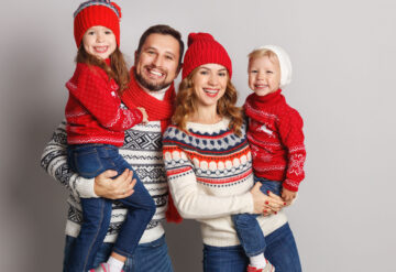 family dressed for the holidays