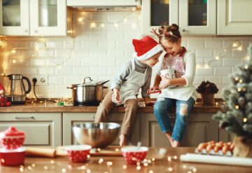 Holidays and Christmas Kids Baking in the Kitchen