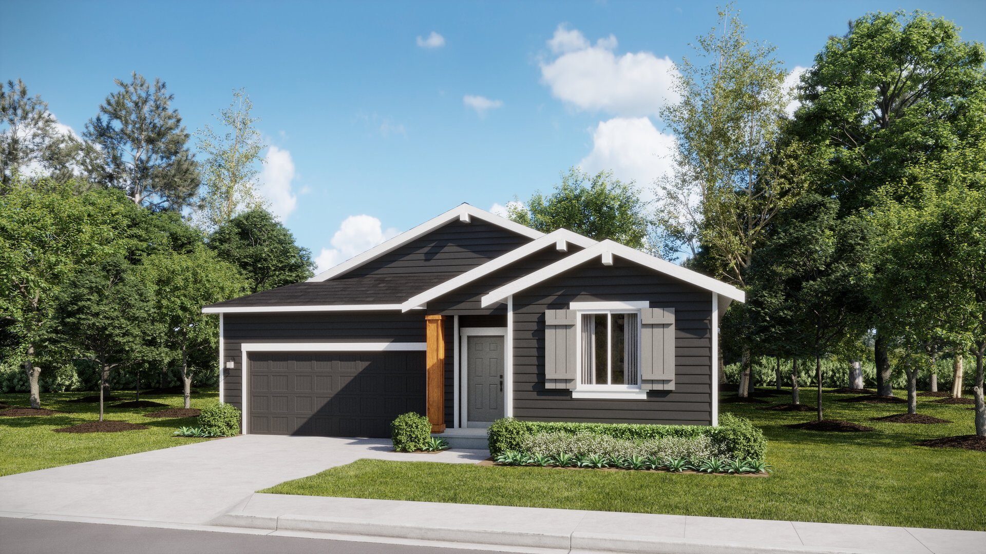 Exterior rendering of the Hamilton floorplan featured at Tangle Ridge