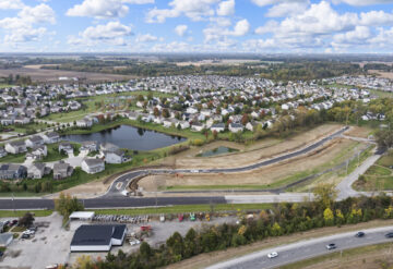 Aerial shot of Lennar Indiana's Ellis Acres community in Whitestown