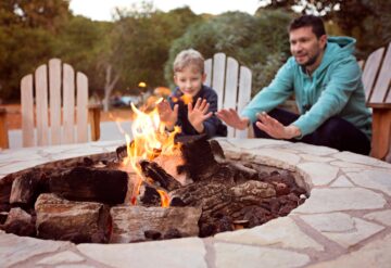 Family Outdoors Father Son Firepit