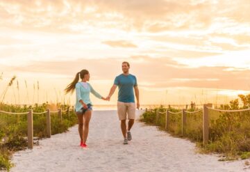 Couples Outdoors Beach Walking Holding Hands