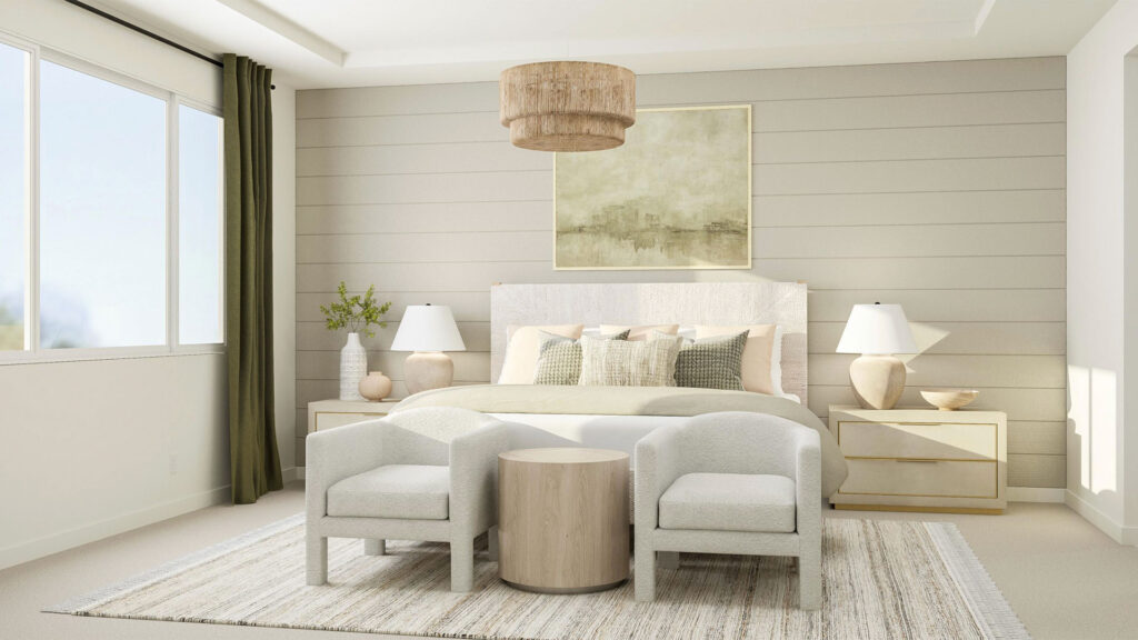 Lennar interior design streamlined sage bedroom
