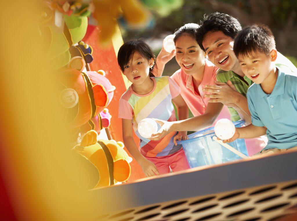 family outdoors playing