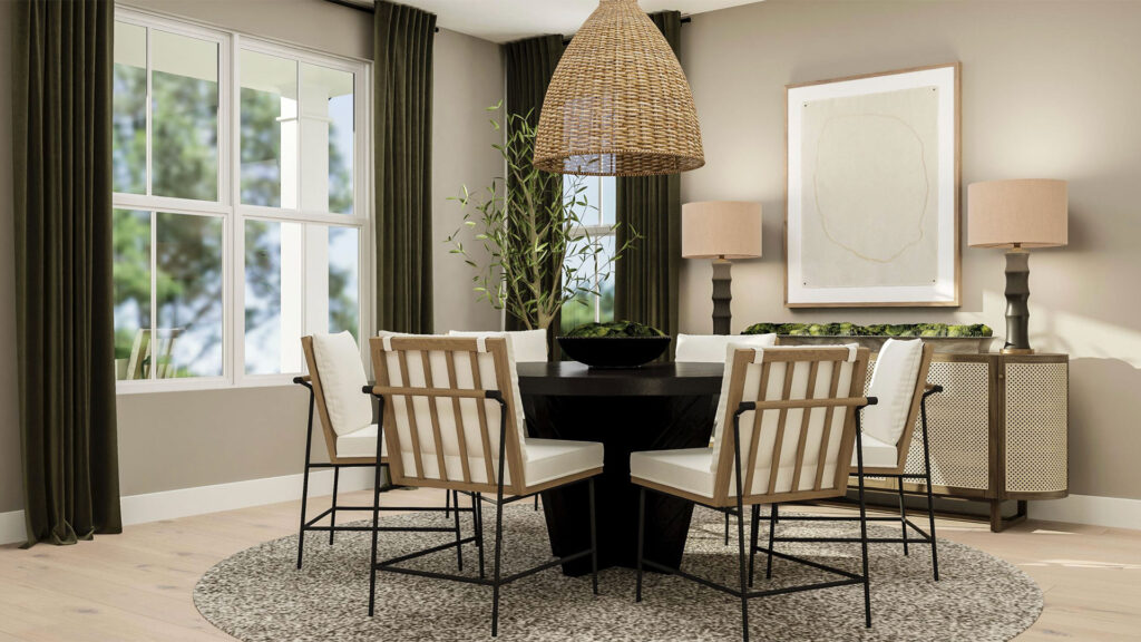 Lennar interior design grandmillennial dining room
