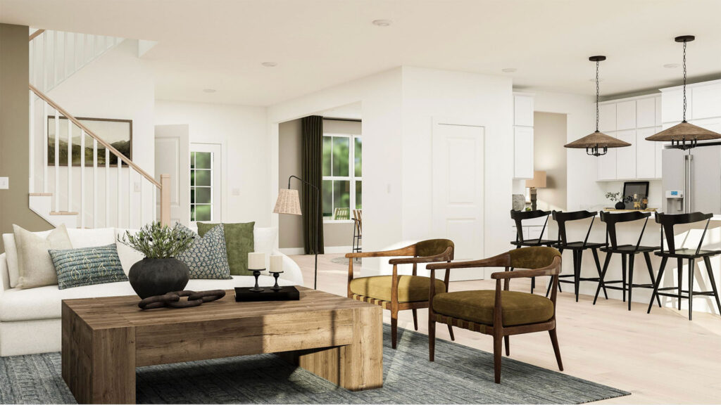 Lennar interior design grandmillennial open concept living