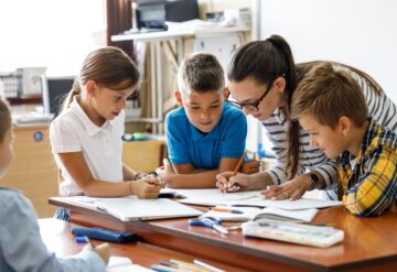Elementary Classroom Teacher Helping Students