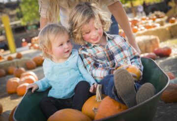 Fall Autumn Family at the Pumpkin Patch
