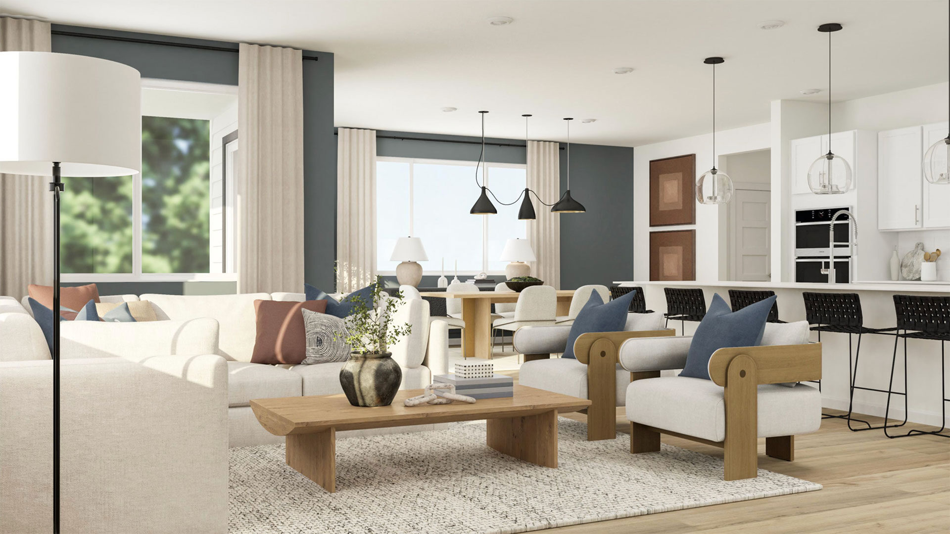Lennar Get the Look Revived Refuge interior design open concept living room