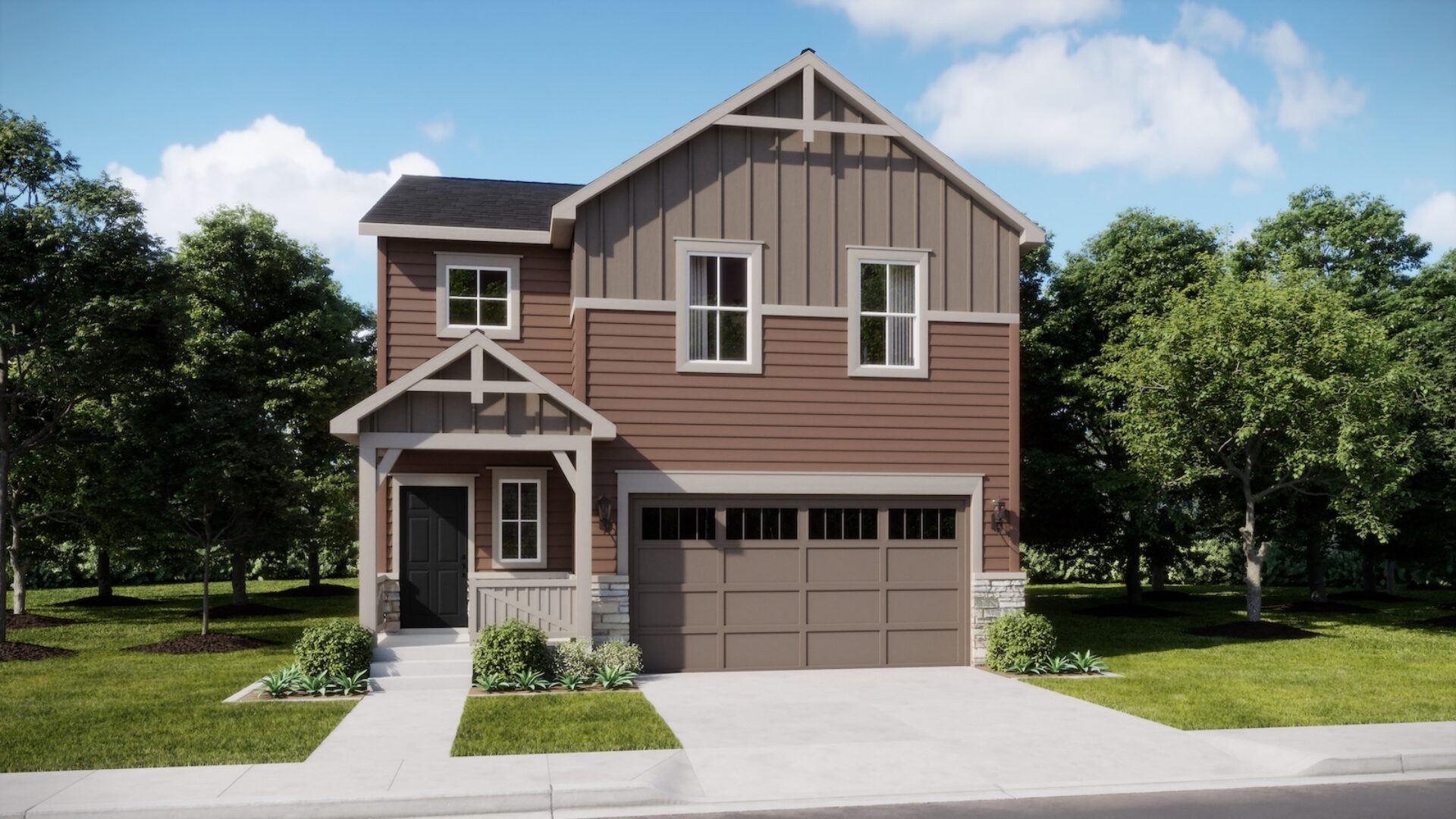 Rendering of the Storybook model exterior at Muegge Farms in Bennett