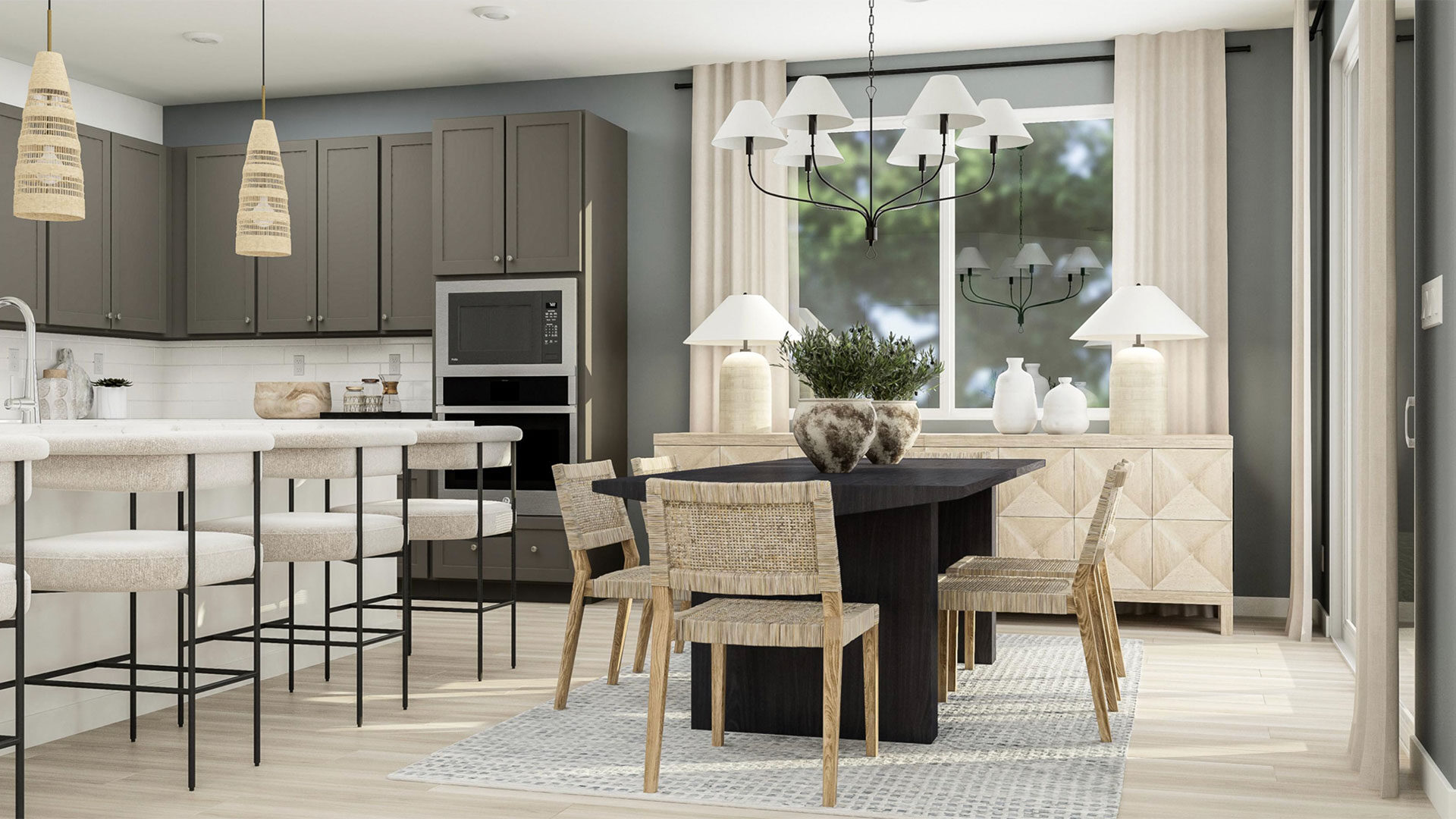 Lennar interior design composed contemporary dining room open concept